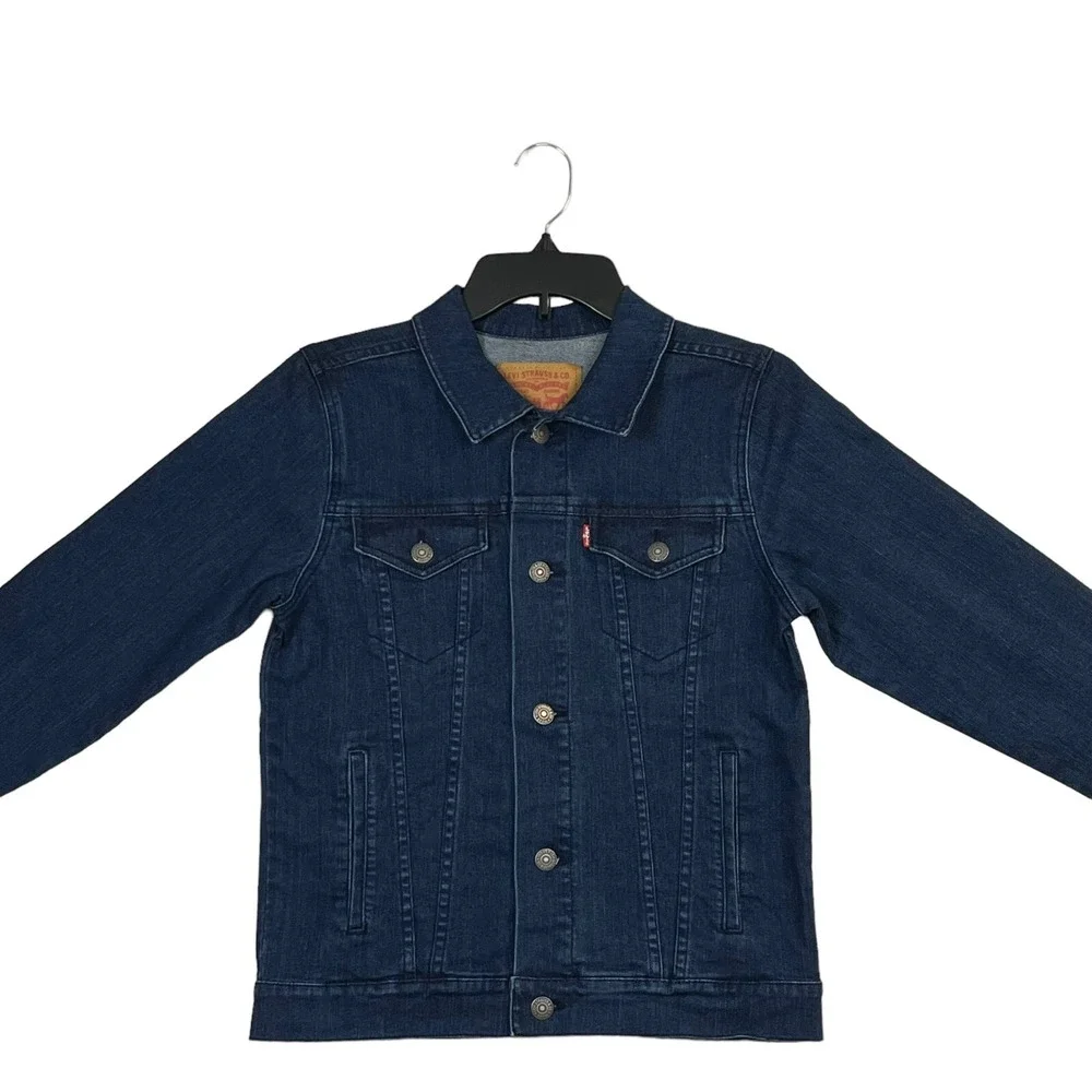 Levis Youth Boys Denim Trucker Jacket S (8-10 Years) Dark Blue Stretch‎ Fabric
